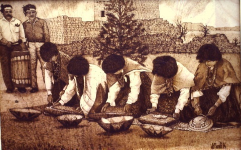 Angelo and Mary Virginia Marelli pyrographs